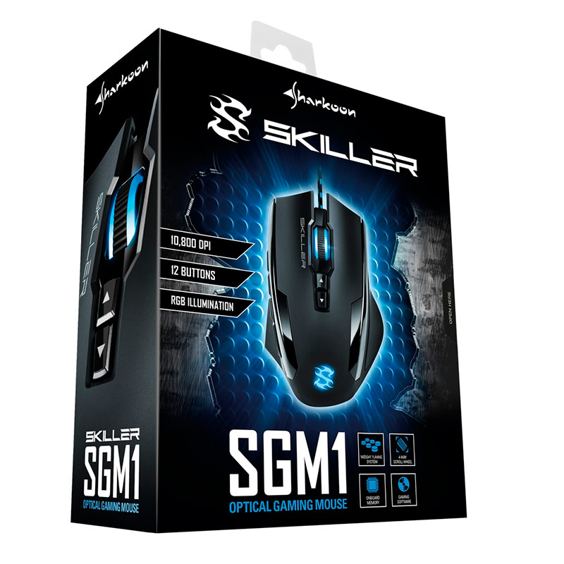 Mouse Alámbrico Gaming Sharkoon SKILLER SGM1 RGB 10800DPI 12 Botones Negro