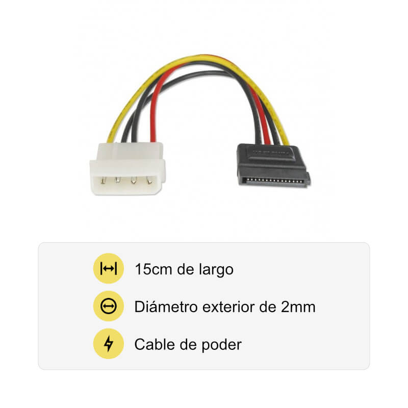Cable de Poder Molex a SATA Agiler 15 Centímetros