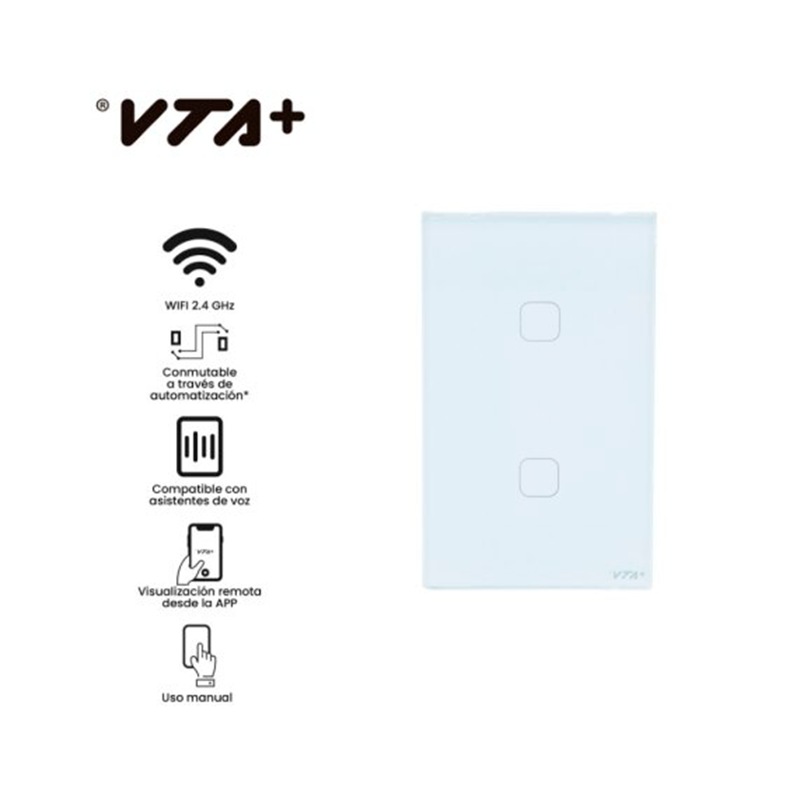 Interruptor Inteligente Doble VTA+ Connect IOT Smart Home Wi-Fi