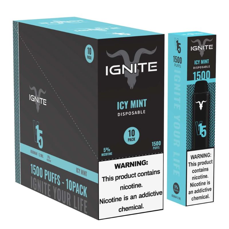 Vape Electrónico Ignite V15 1500 Puffs Nic 5g Icy Mint