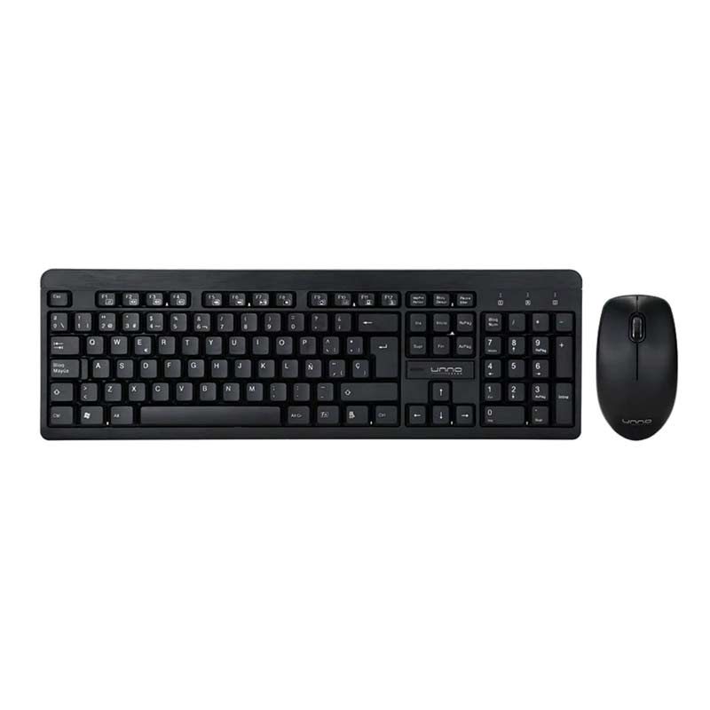 Teclado y Mouse Inalámbrico UnnoTekno Klass Español Negro