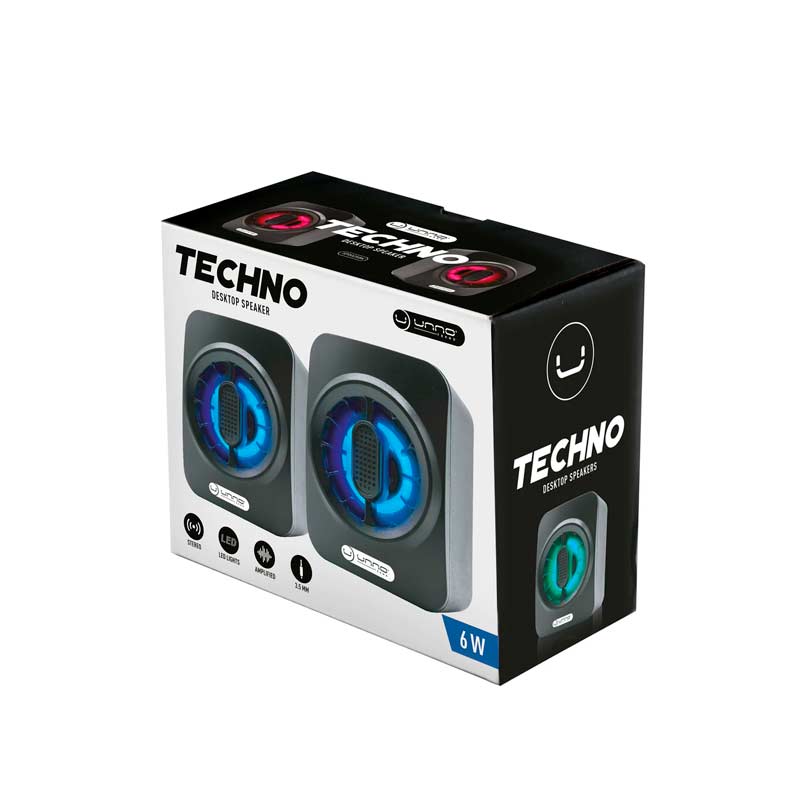 Bocina 2.0 Unno Techno SP9025BK 6W Negro