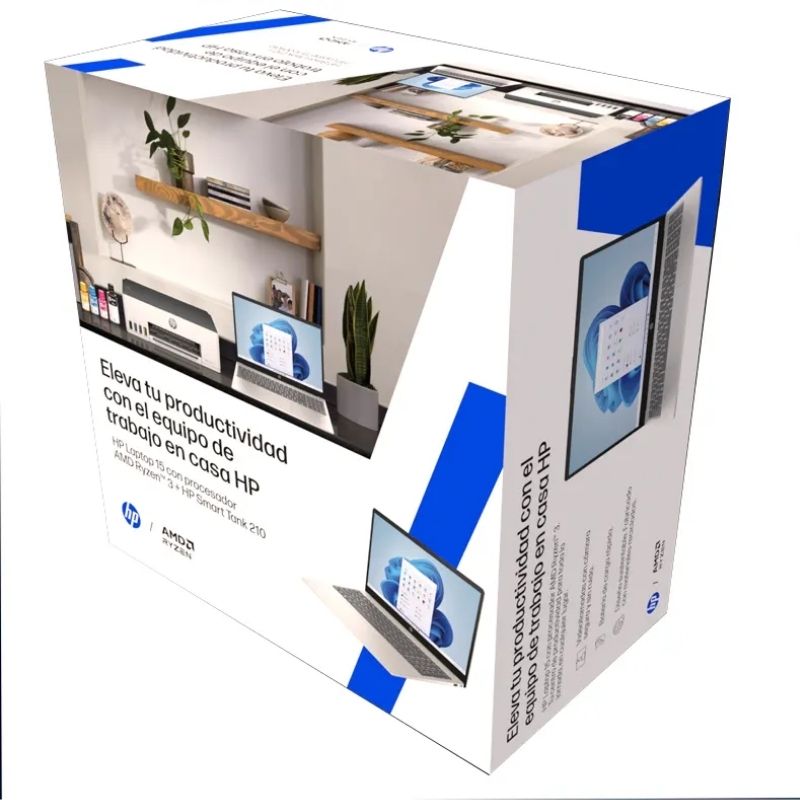 Bundle Laptop HP 15-fc0043la 15.6" FHD Ryzen 3 7320U 8GB RAM LPDDR5 512GB SSD Windows 11 Home Teclado Español + Impresora HP Smart Tank 210
