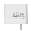 Cargador de Pared Unno Tekno PW5072WT GaN Cable Retráctil 65W USB-A/C Blanco