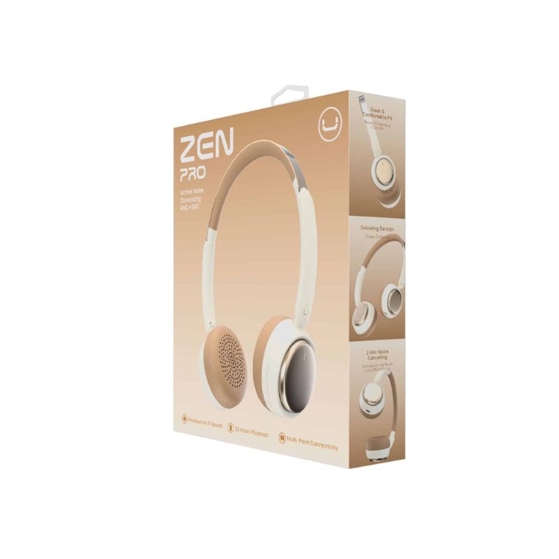 Audífonos Tipo Headset Unno Tekno Bluetooth HS7402BG ZenPro ANC con Micrófono Beige