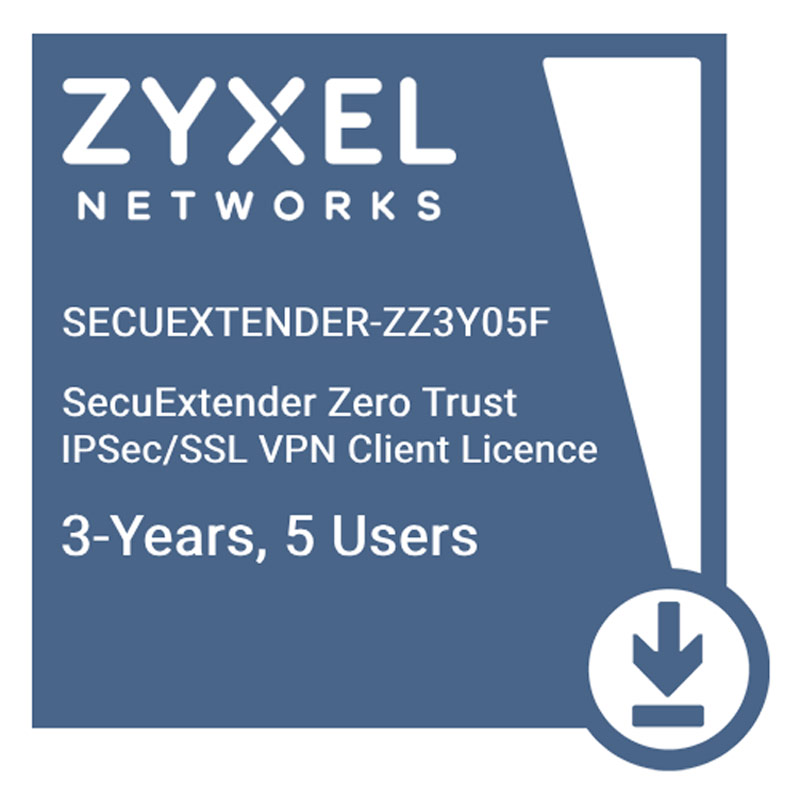 Licencia por 3 Años Zyxel SecuExtender Zero Trust IPSec/SSL VPN para 5 Dispositivos