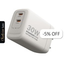 Cargador de Pared Unno Tekno PW5064WT PowerPro Dual USB-C 30W​​ Blanco