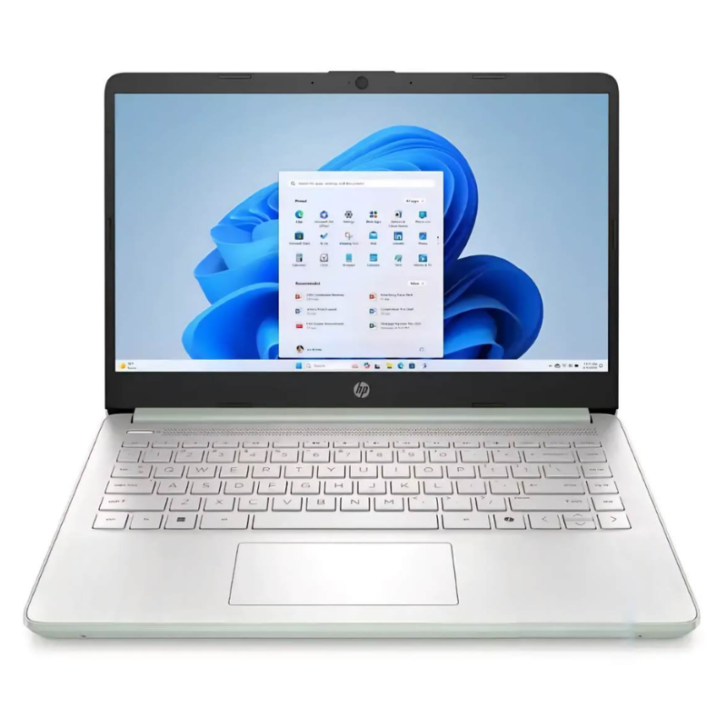 Laptop HP 14-DQ6013DX 14" Celeron N150 4GB RAM 128GB UFS W11S Home Verde Teclado Inglés