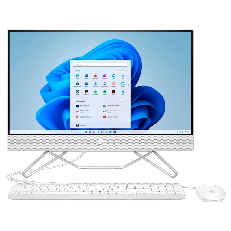 Computadora AIO HP 24-cb1032la 23.8" i3-1215U 8GB RAM 512GB SSD Blanco W11 Home Teclado Inglés
