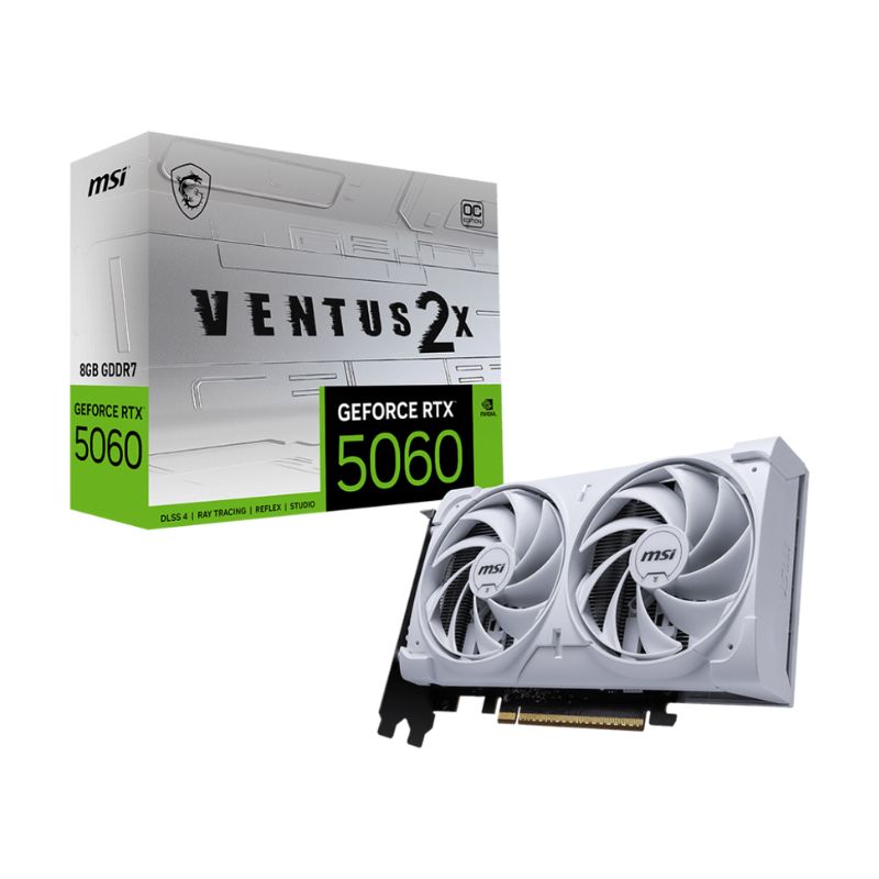 Tarjeta de Video 8GB GDDR7 MSI VENTUS 2X OC GeForce RTX 5060 Blanca HDMI DP PCIe 5.0