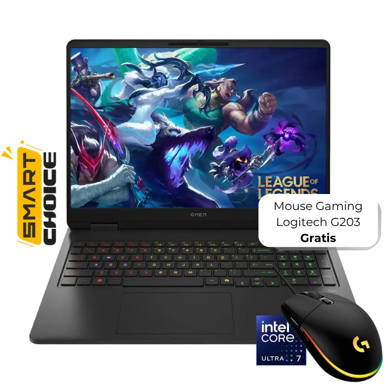 Laptop HP OMEN 16-am0073dx 16" 144Hz Intel Core Ultra 7 255H 16GB RAM 1TB SSD RTX 5060 8GB W11 Home Shadow Black Teclado Ingles