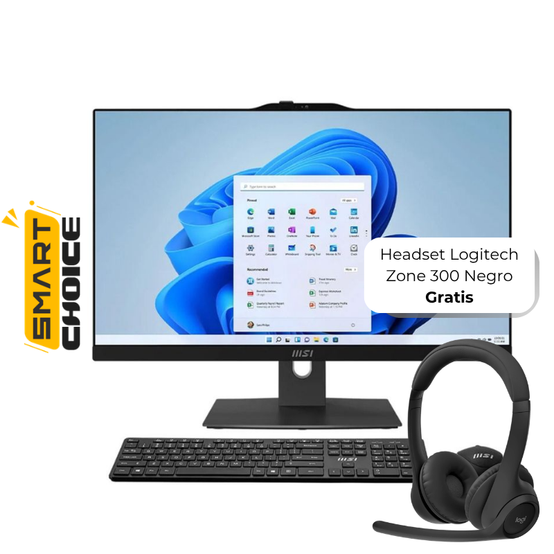 Computadora AIO MSI 1M-839US 23.8" Touchscreen Intel Core 7 150U 16GB RAM 1TB SSD + 1TB HDD Intel Graphics Iris Xe W11 Home Negro Teclado Inglés