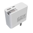 Cargador de Pared Unno Tekno PW5072WT GaN Cable Retráctil 65W USB-A/C Blanco